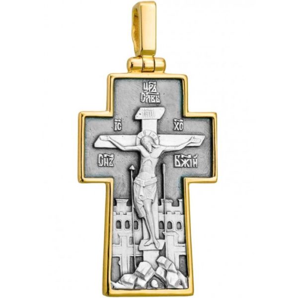 crucifix cross arhangel michael gold plated