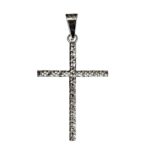 cross straight diamond face pendant