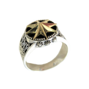 Ring unisex Rose Winds gold plated ornament