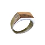 Signet ring men rectangle gold plating surface engraving