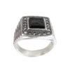 Signet ring men Square black onyx stone
