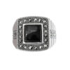 Signet men black stone and small stones ring