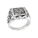 Signet ring men Judaic Magen david ornament