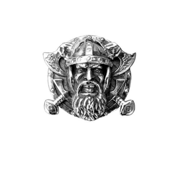 Grin Viking ax sword Signet ring men
