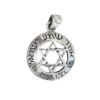 Jewish Star Magen David in a round pendant 'Shma Israel'