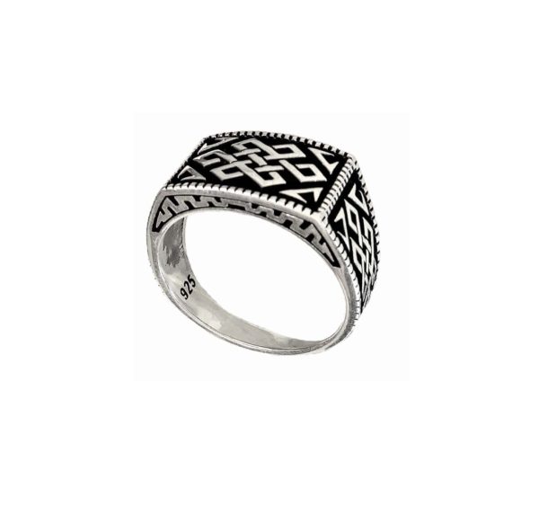 Ring men Rectangular Celtic 1590 ornament pattern