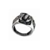 Signet ring men Scorpions and black stone