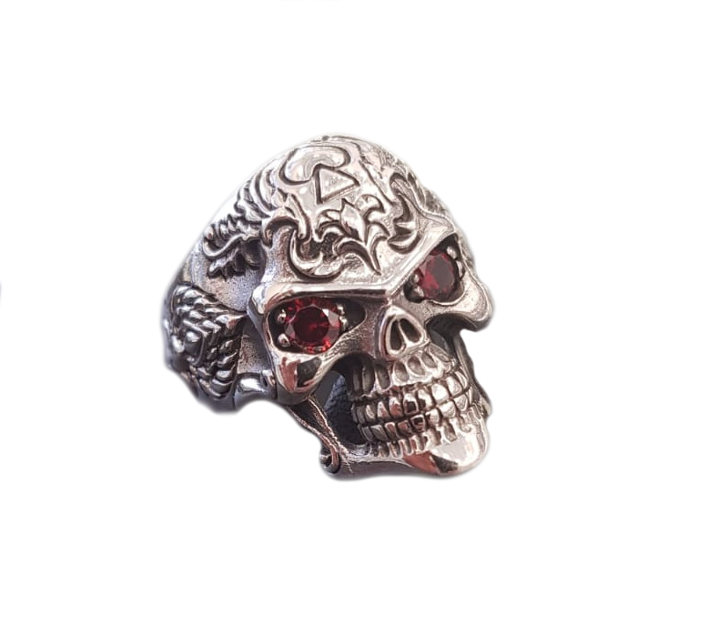 Ring men skull With Red eyes M85 Sterling silver 925 - Atlantis Gold