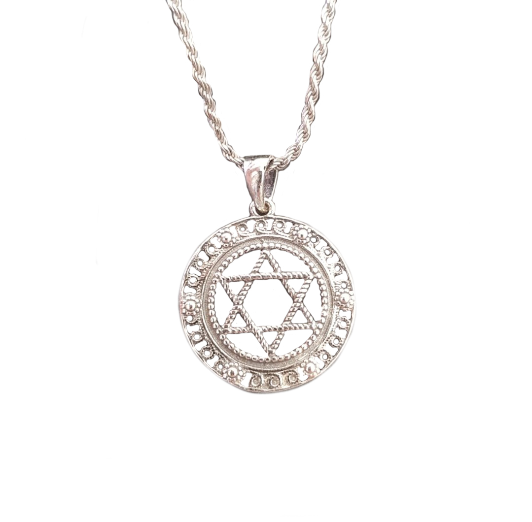 Silver and Gold Star of David Necklace with Priestly Blessing , Jewelry |  My Jerusalem Store